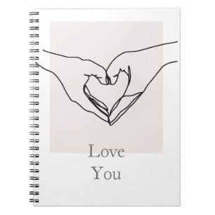 Carnet Affiche Je t'aime. Art en ligne mains décoration m