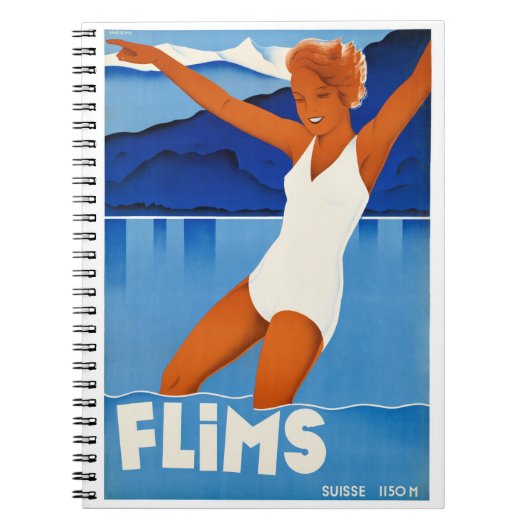 Carnet Affiche Vintage voyage de Flims Suisse restaurée (Devant)