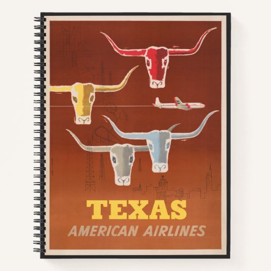 Carnet Affiche Voyage Pour American Airlines Vers Texas (Devant)
