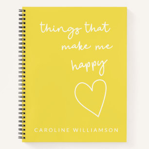 Carnet Affirmation positive personnalisée Gratitude jaune