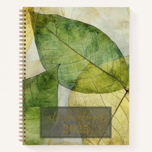 Carnet Affirmations Elegant Gold Green Feuilles 2025 (Devant)