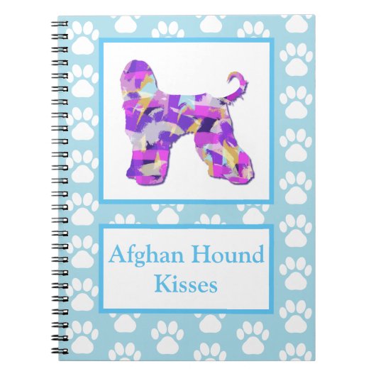 Carnet Afghan Hound Dog Kisses Silhouette Blue PPY&B (Devant)