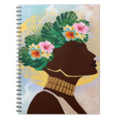 Carnet Afro-Américaine Femme Florale Couronne (Devant)