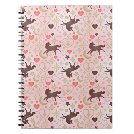 Carnet Afro Unicorn Coeur et Star Motif rose (Devant)