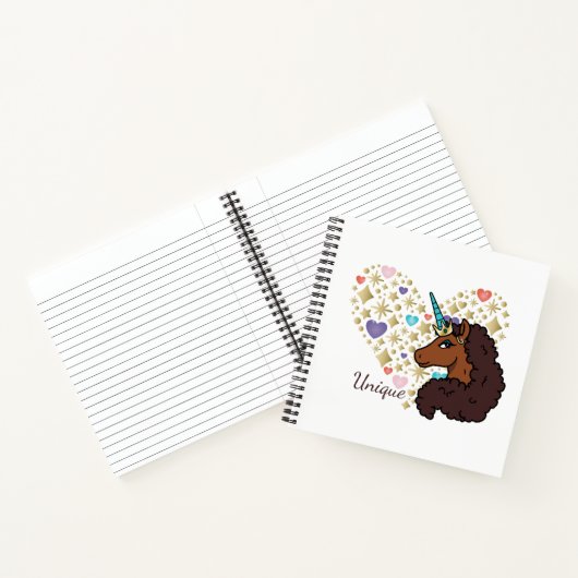 Carnet Afro Unicorn | Design cardiaque unique (Intérieur)