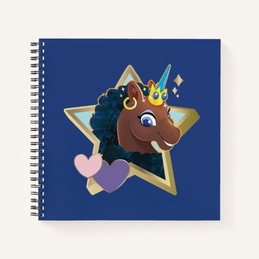 Carnet Afro Unicorn étoile magique (Devant)