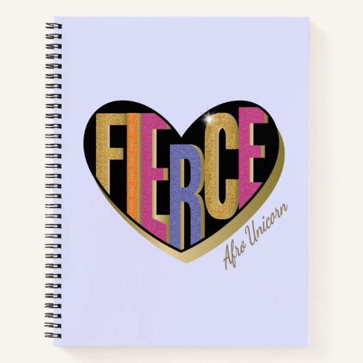 Carnet Afro Unicorn Fierce Heart Design (Devant)