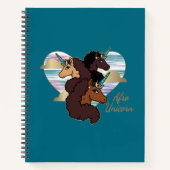 Carnet Afro Unicorn Trio Coeur Design (Devant)