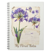 Carnet Agapanthus flower Ephemera Collage Art (Devant)
