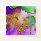 Carnet Agate aquarelle or violet aqua chic glam carré (Dos)