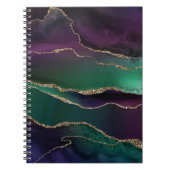 Carnet Agate attrayante | Joyau foncé Tone Pierre Or Vein (Devant)