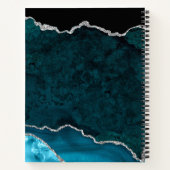 Carnet Agate de marbre bleu turquoise et argenté (Dos)