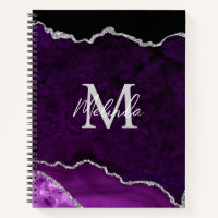 Agate de marbre violet et argenté