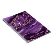Carnet Agate de mer pailletée élégante violette et dorée (Côté Droit)
