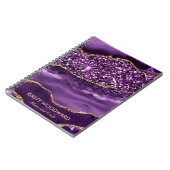 Carnet Agate de mer pailletée élégante violette et dorée (Côté gauche)