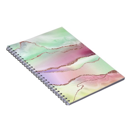Carnet Agate de pastèque | Neo Mint Green et Cassis Pink (Côté Droit)