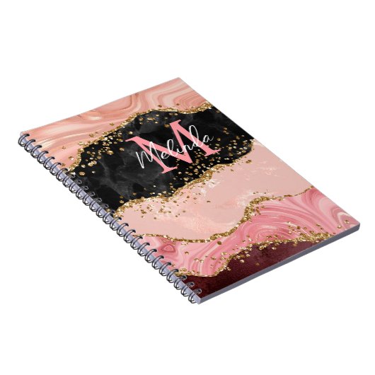 Carnet Agate de séquences noir et rose (Côté Droit)