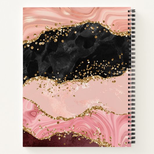 Carnet Agate de séquences noir et rose (Dos)