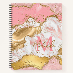 Carnet Agate des séquences or et rose