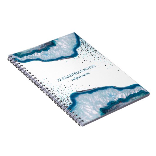 Carnet Agate en argent et bleu (Côté Droit)