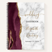 Carnet Agate Geode Bourgogne Gold Marble Mariage invité (Devant)