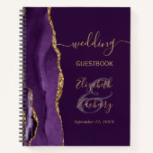 Carnet Agate Geode Script Purple Gold Plum Mariage invité (Devant)