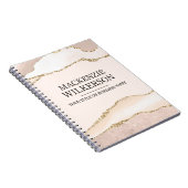 Carnet Agate Ivoire & Beige avec Nom Personnalisé Paillet (Côté Droit)