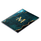 Carnet Agate Marbré Bleu Canard et Or (Côté gauche)