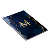 Carnet Agate Marbré Bleu Nuit et Or (Côté Droit)