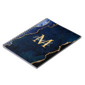 Carnet Agate Marbré Bleu Nuit et Or (Côté gauche)