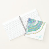 Carnet Agate moderne Aqua Purple Gold avec Monogramme (Intérieur)