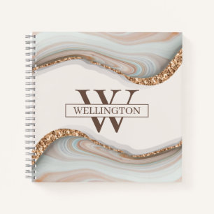 Carnet Agate Pierre Marbre Nom du monogramme