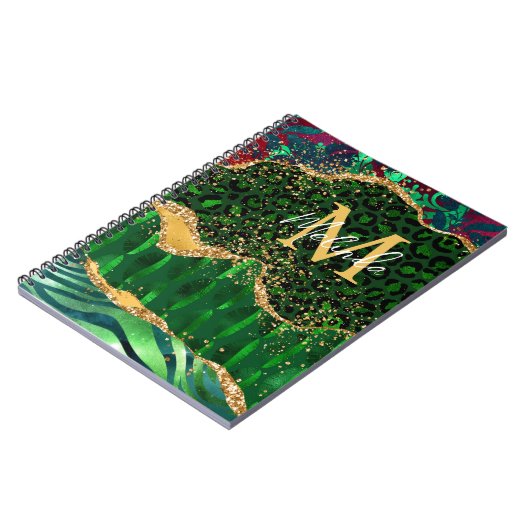 Carnet Agate Poster de animal Safari vert (Côté gauche)