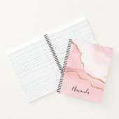 Carnet Agate rose vierge avec ruban or Élégant (Intérieur)