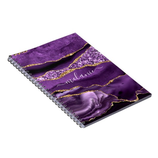 Carnet Agate Violet violet or Parties scintillant Géode N (Côté Droit)