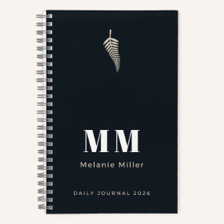 Carnet Agenda personnalisé Chic Minuit Navy Fougère Botan