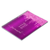 Carnet Agenda rose pailleté violet monogramme fille 2021 (Côté gauche)