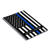 Carnet Agent de police Nom personnalisé Ligne bleue mince (Côté Droit)