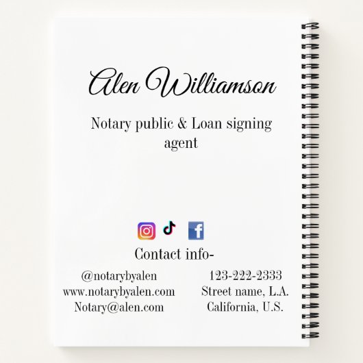 Carnet Agent de signature de prêt public notaire ajouter  (Dos)