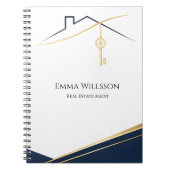 Carnet Agent immobilier Luxe Or Navy Moderne (Devant)