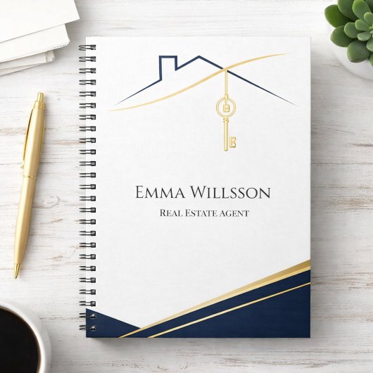 Carnet Agent immobilier Luxe Or Navy Moderne