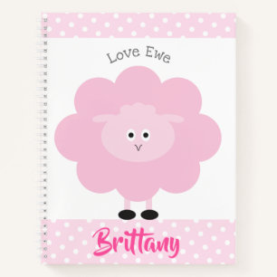 Carnet Agneau rose Aimer Ewe Nom personnalisé Script mign