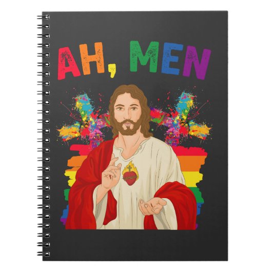 Carnet Ah Men Funny LGBT Gay pride Jesus Christian (Devant)