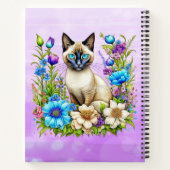 Carnet Ai Aquarelle Siamese Chat en Fleurs Personnalisé (Dos)