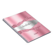 Carnet Aigle en métal rose pâle nom en marbre (Côté Droit)