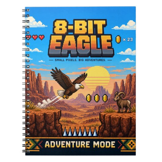 Carnet Aigle, Pixel Art Rétro 8 Bits (Devant)