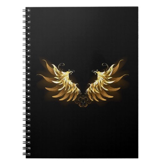 Carnet Ailes d'ange dorées sur fond noir (Devant)
