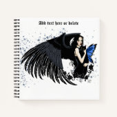 Carnet Ailes d'ange gothiques Chat noir Fée bleue (Devant)