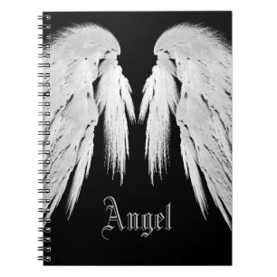 Carnet AILES D'ANGE Gris plumes personnalisées Nom