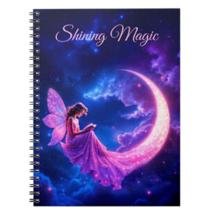 Carnet ailes de fées rose brillant étoiles lumineuses art